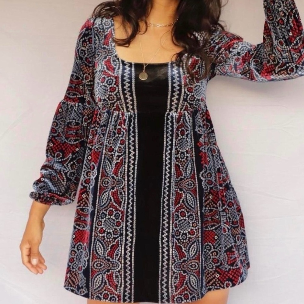 Free People Oh So Easy Velvet Babydoll Witchy Women’s Mini Dress Sz XS